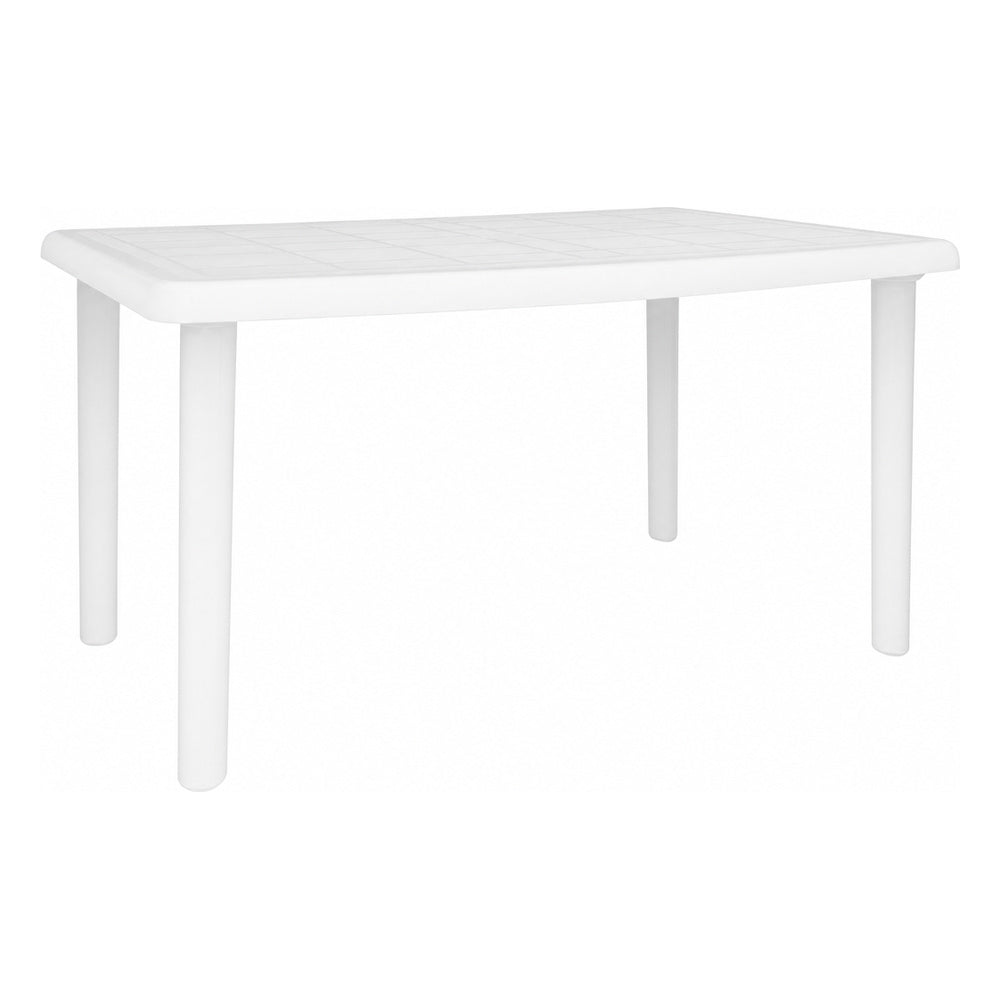 Mesa Comercial Áreas de Exterior y Terrazas Rectangular - RESOL OLOT 140 X 90 - Blanco - 4 Puntas con Agujero para Parasol