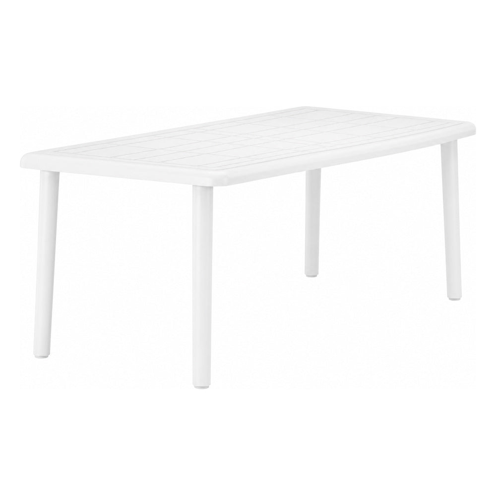 Mesa Comercial Áreas de Exterior y Terrazas Rectangular - RESOL OLOT 180 X 90 - Blanco - 4 Puntas con Agujero para Parasol