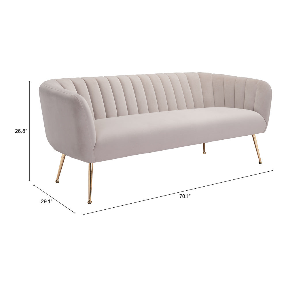 Sofá para Consultorio 3 Plazas - ZUO DECO - Beige - Asiento y Respaldo Tapizados en Tela Tipo Terciopelo