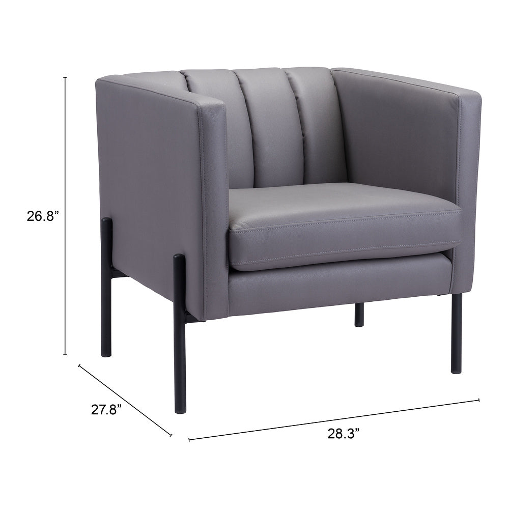 Sillón Ocasional para Boutique - ZUO JESS - Gris - Asiento y Respaldo Tapizados en Piel Sintética