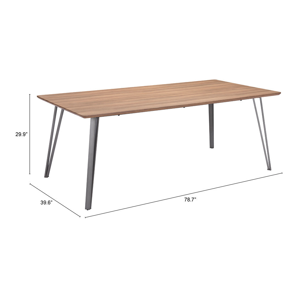 Mesa de Comedor para Hotel - ZUO PERPIGNAN - Café - Cubierta de MDF Símil Madera y Estructura de Acero Pintado