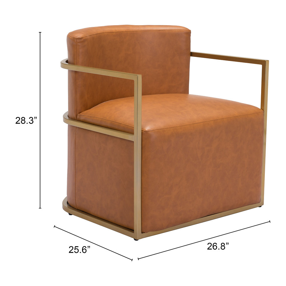 Sillón Ocasional para Lounge - ZUO XANDER - Café - Asiento y Respaldo Tapizados en Piel Sintética
