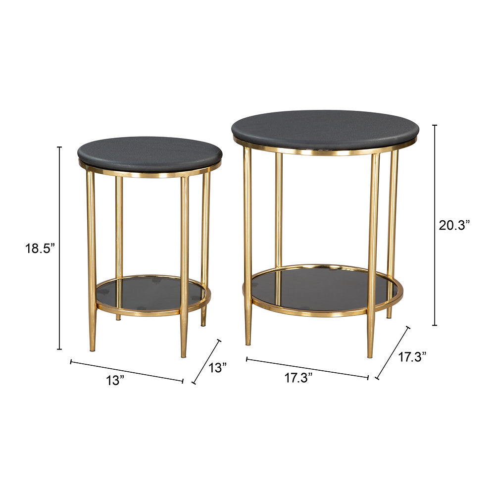 Mesa de Centro para Recepción - ZUO KOPER - Negro - Cubierta de Mármol Natural y Estructura de Hierro Electrochapado