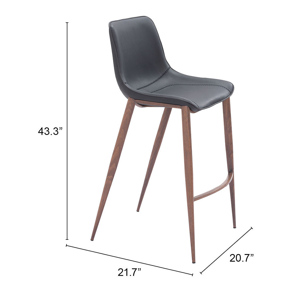 Banco Alto para Bistró - ZUO MAGNUS 53x55 109937 - Varios Colores - Asiento y Respaldo Tapizados en Piel Sintética