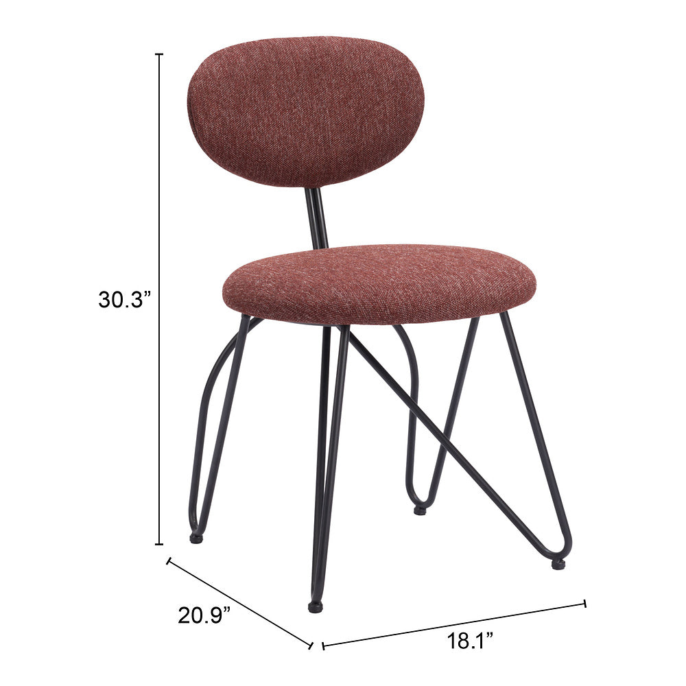 Silla Comercial para Restaurante - ZUO NOVI - Varios Colores - Asiento y Respaldo Tapizados - Café Guinda
