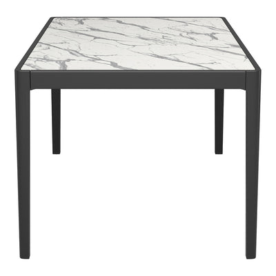 Mesa de Comedor para Desayunador - ZUO TOKAI - Blanco - Cubierta de Piedra HPL Símil Mármol y Estructura de Madera de Hule