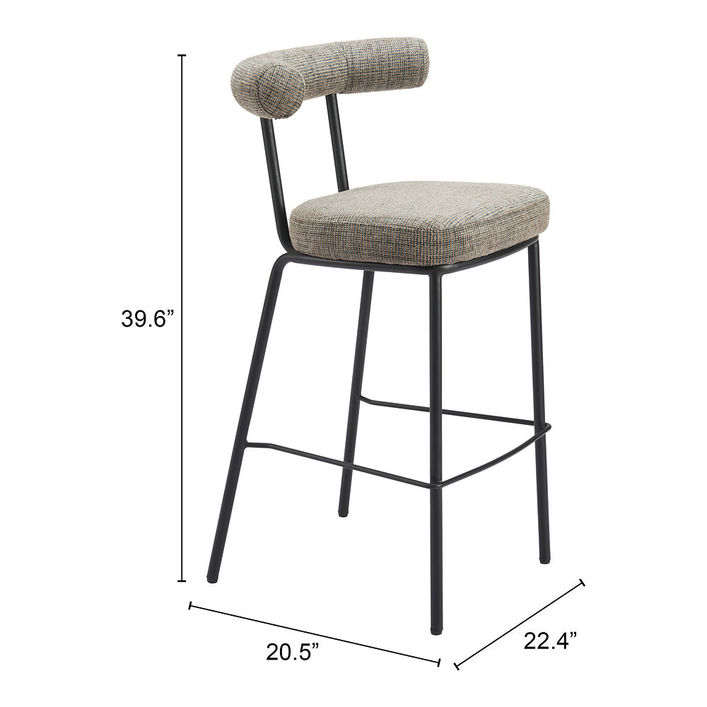 Banco Alto para Restaurante - ZUO KEDE - Verde Tweed - Asiento y Respaldo Tapizados