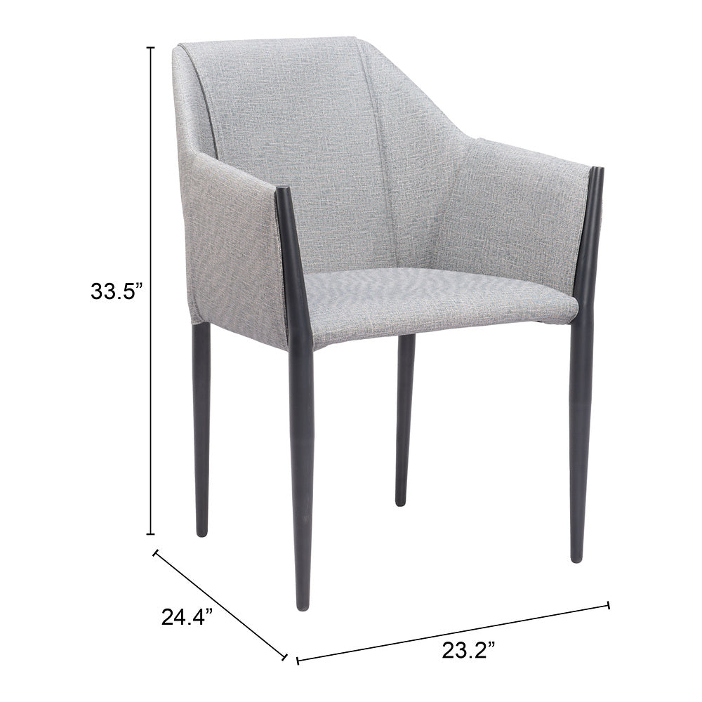 Silla Comercial para Cafetería - ZUO ANDOVER - Gris Pizarra - Asiento y Respaldo Tapizados en Lino Sintético