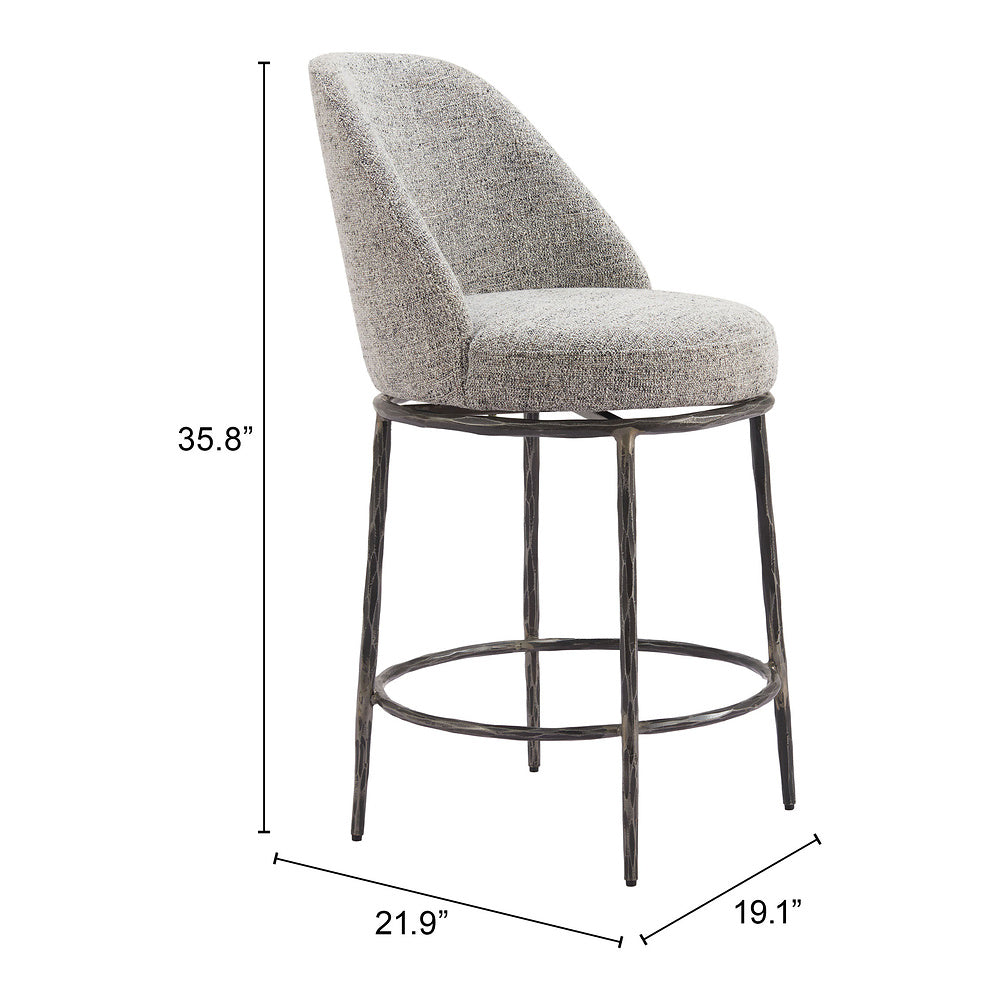 Banco Mostrador para Restaurante - ZUO NORDHAVN - Varios Colores - Asiento y Respaldo Tapizados en Tejido Texturizado - Gris