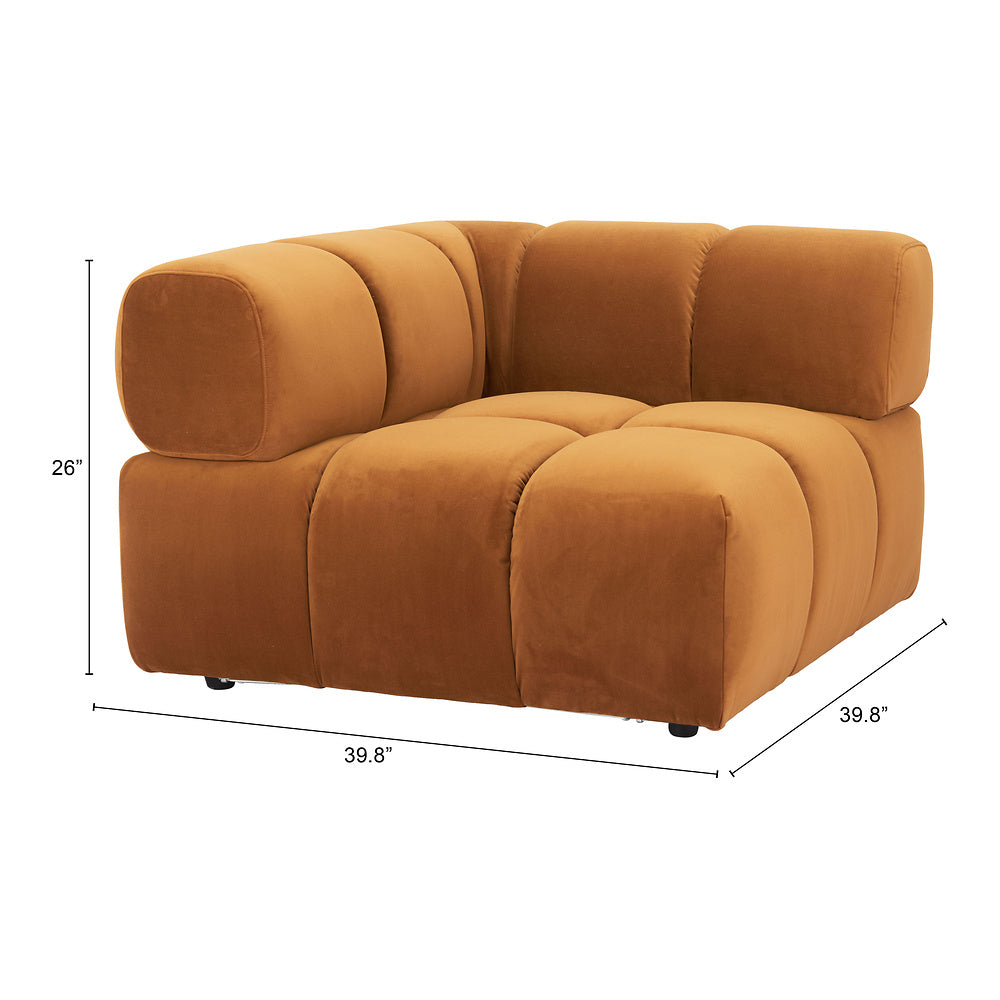 Silla Comercial para Restaurante - ZUO RIST CORNER - Café - Asiento y Respaldo Tapizados en Tela Tipo Terciopelo