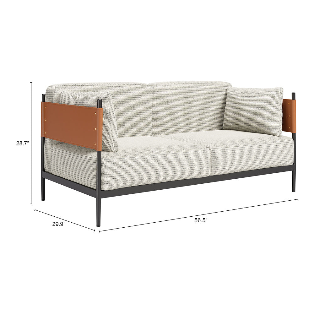 Love Seat para Salón de Belleza 2 Plazas - ZUO STIRBE - Gris - Asiento y Respaldo Tapizados en Piel Sintética