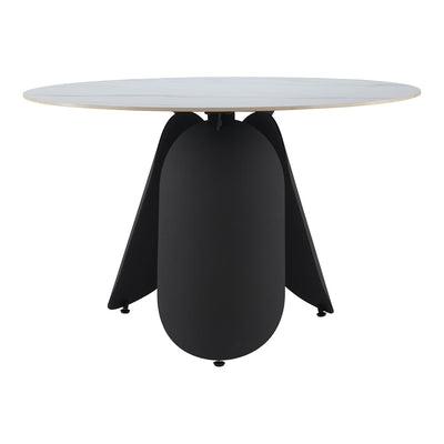 Mesa de Comedor para Food Court - ZUO TORU - Blanco - Cubierta de Piedra Sinterizada Símil Mármol y Estructura de Acero con Recubrimiento en Polvo