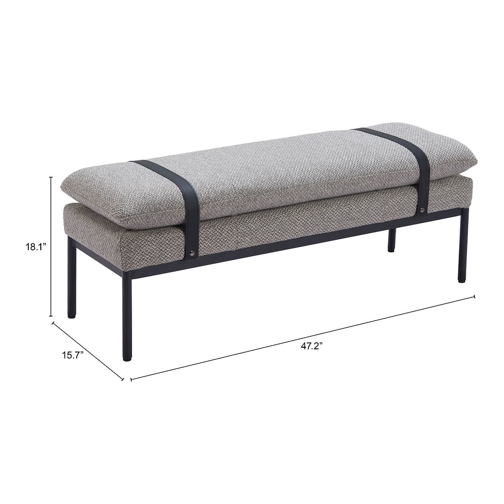 Banca para Andén de Espera 2 Plazas - ZUO PADD - Gris - Asiento y Respaldo Tapizados en Tejido Texturizado