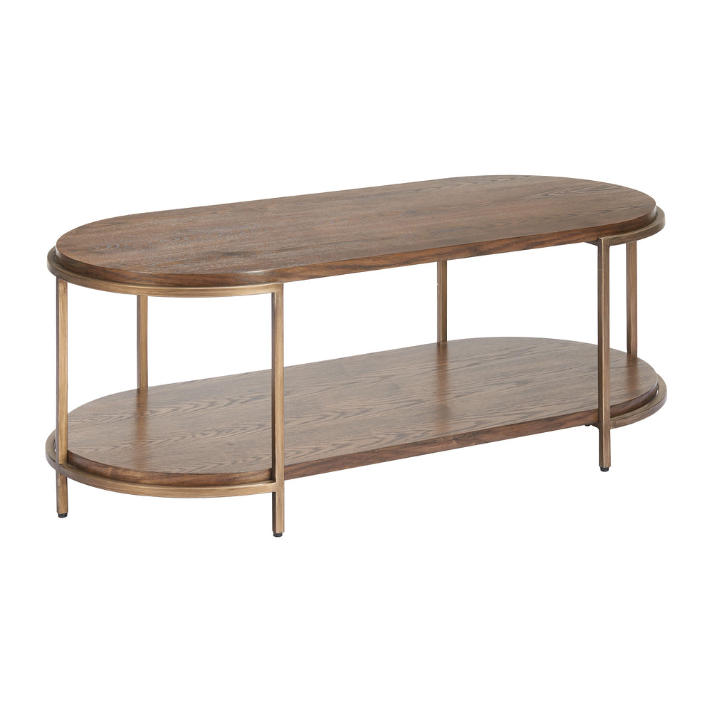 Mesa de Centro para Consultorio - ZUO NIJU - Café - Cubierta de Madera de Abeto y Estructura de Acero con Recubrimiento en Polvo