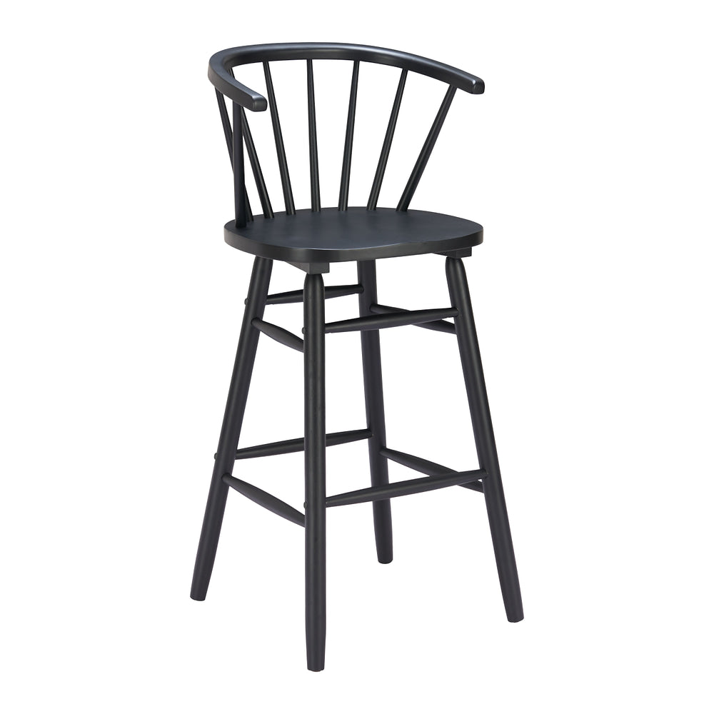 Banco Alto para Cafetería - ZUO STENGER - Varios Colores - Asiento y Estructura en Madera de Hule Pintada - Negro
