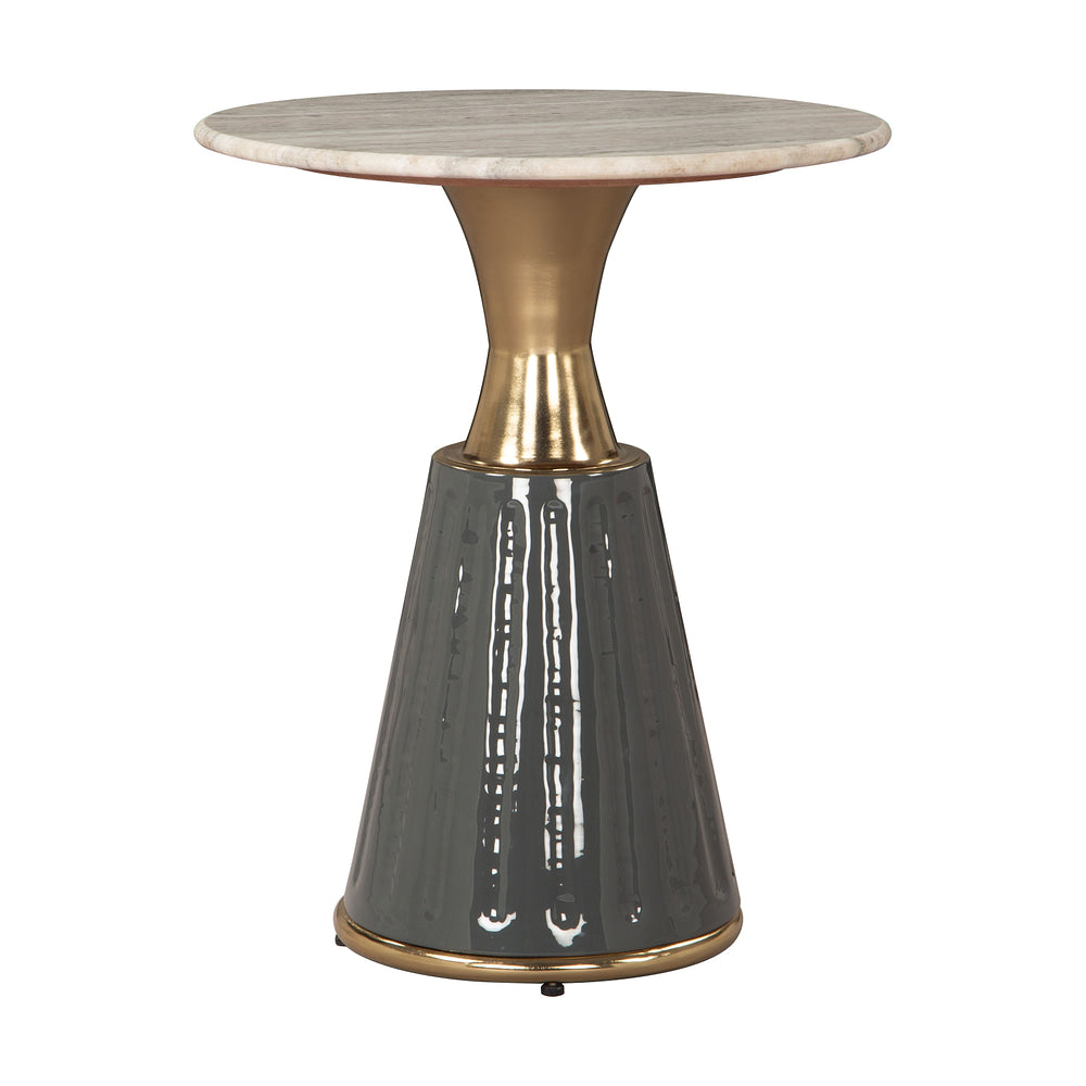Mesa Auxiliar para Área de Descanso - ZUO GLASA - Multicolor - Cubierta de Mármol Natural y Estructura de Hierro Electrochapado