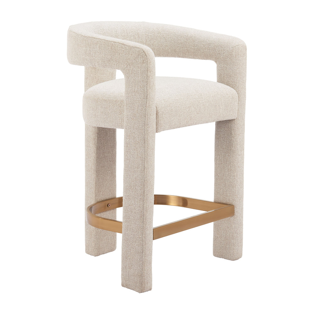 Banco Alto para Comedor de Empresa - ZUO SAIKO - Beige - Asiento y Respaldo Tapizados en Tejido Texturizado