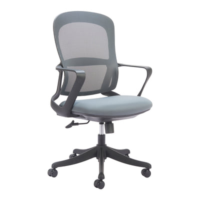 Silla de Oficina Secretarial para Centro de Cómputo - ZUO DELO - Gris - Respaldo en Malla y Asiento Tapizado