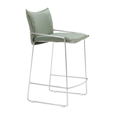 Banco Mostrador para Restaurante - ZUO POLA - Verde - Asiento y Respaldo Tapizados en Lino Sintético