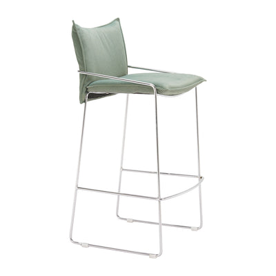 Banco Alto para Pub - ZUO POLA - Verde - Asiento y Respaldo Tapizados en Lino Sintético