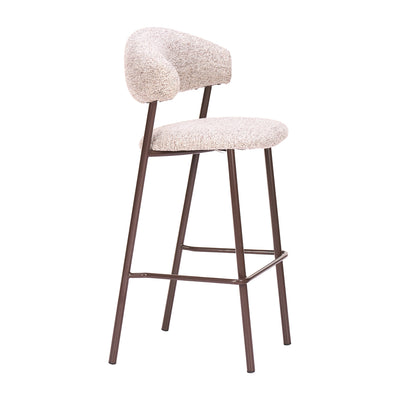 Banco Alto para Bar y Barra - ZUO SEVILLE - Beige Nube - Asiento y Respaldo Tapizados en Tela Tipo Borrego