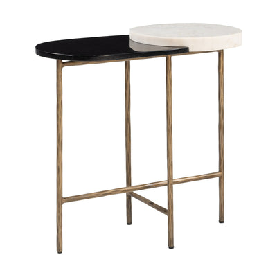 Mesa Decorativa para Área de Descanso - ZUO TORINS - Multicolor - Cubierta de Mármol Natural y Estructura de Hierro Forjado