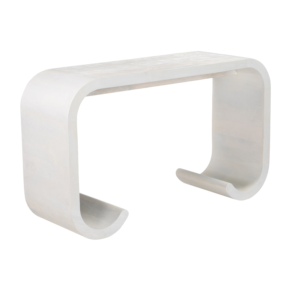 Mesa Consola para Lounge - ZUO DENA - Blanco Decapado - Cubierta de Mango Macizo Decapado y Estructura de Mango Macizo
