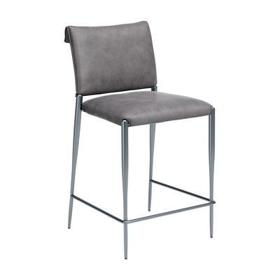 Banco Mostrador para Barra de Hotel - ZUO FREESIA - Varios Colores - Asiento y Respaldo Tapizados en Piel Sintética - Gris Carbón