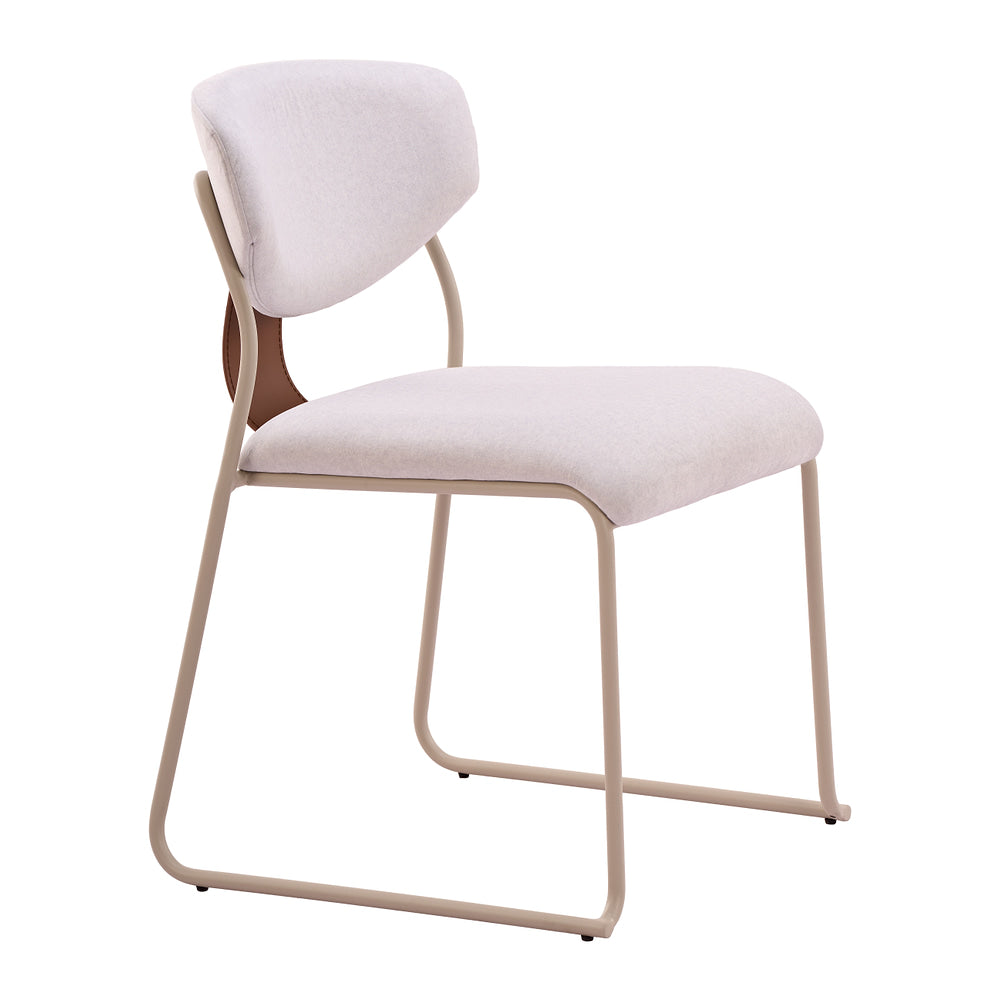 Silla Comercial para Cafetería - ZUO MEADOW - Blanco Nube - Asiento y Respaldo Tapizados en Piel Sintética
