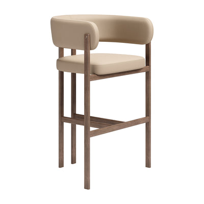 Banco Alto para Bistró - ZUO RUGE - Beige - Asiento y Respaldo Tapizados en Piel Sintética