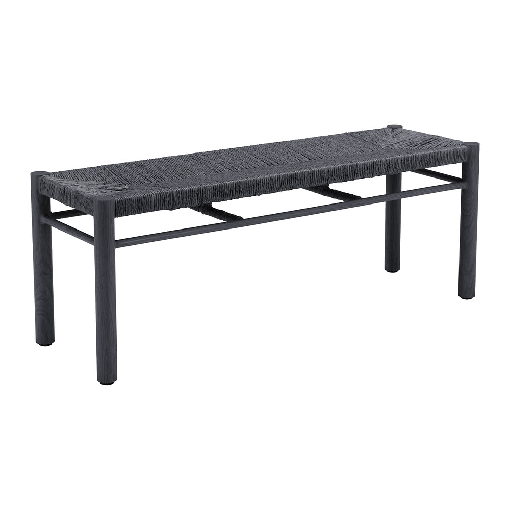 Banca para Hotel y Terraza 2 Plazas - ZUO ISKA - Varios Colores - Asiento y Respaldo en Ratán Sintético Tejido - Negro
