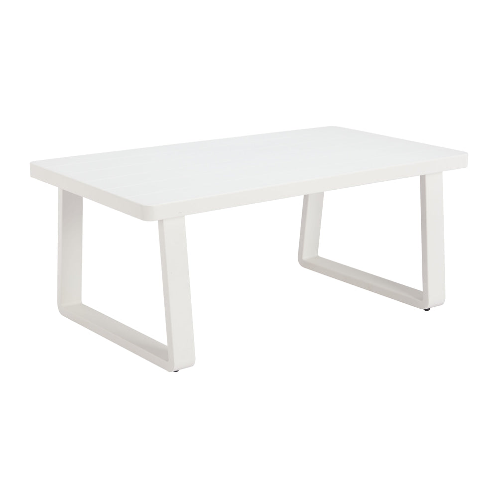 Mesa de Centro para Terraza y Áreas de Estar - ZUO WELT - Blanco - Estructura y Cubierta en Aluminio con Recubrimiento en Polvo
