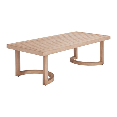 Mesa de Centro para Terraza y Áreas de Estar - ZUO LETO - Café - Cubierta de Aluminio Símil Madera y Estructura de Aluminio