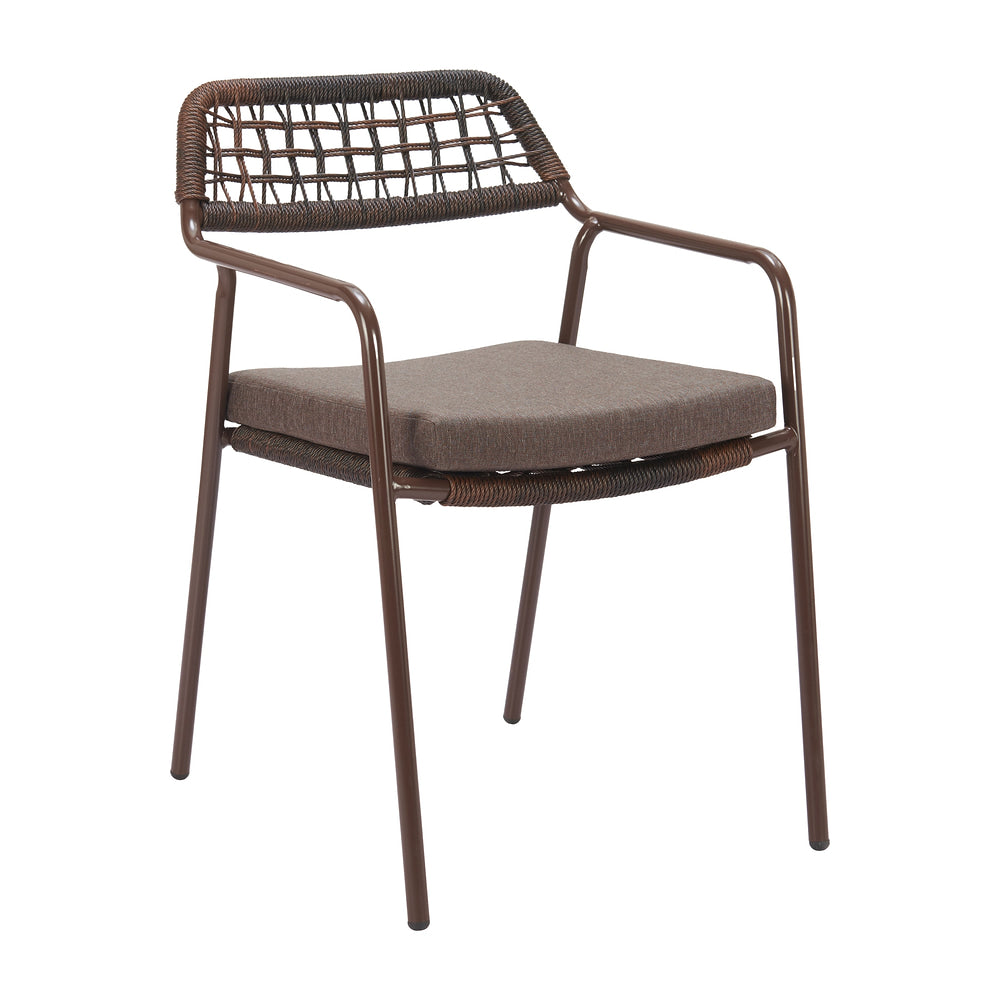 Silla para Restaurante y Jardín - ZUO RIO - Varios Colores - Asiento y Respaldo Tapizados con Tela para Exterior - Café