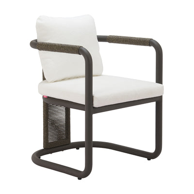 Silla para Jardín y Terraza - ZUO CIEL - Marfil - Asiento y Respaldo Tapizados con Tela para Exterior