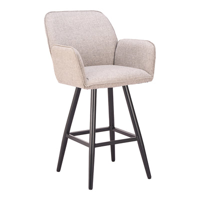 Banco Alto para Terraza y Club de Playa - ZUO SIEVE - Beige - Asiento y Respaldo Tapizados con Tela para Exterior