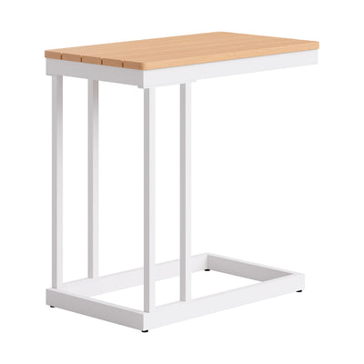 Mesa Auxiliar de Terraza para Spa - ZUO TAMARU - Natural - Cubierta de Acacia Maciza y Estructura de Aluminio con Recubrimiento en Polvo