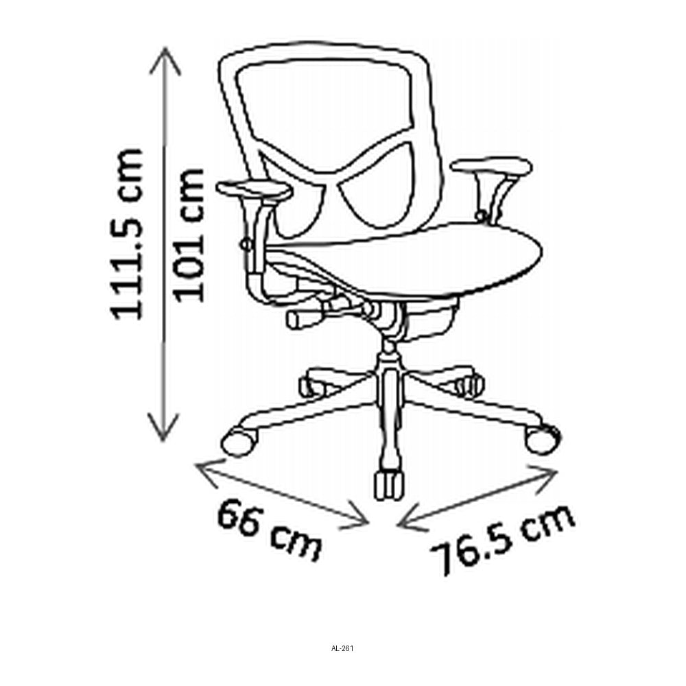 Sillón de Oficina Ejecutivo Respaldo Medio, dibujo tecnico con medidas en centimetros