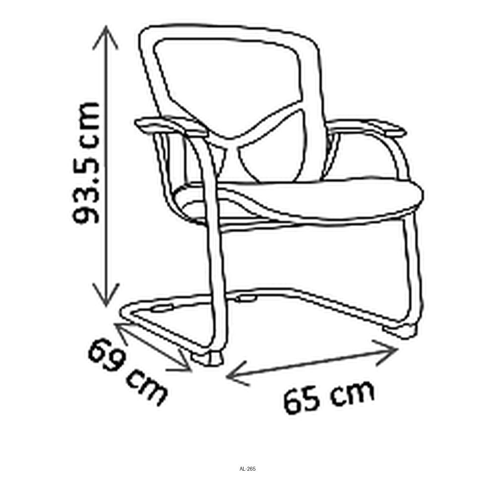Sillón de Oficina de Visita Respaldo Medio, dibujo tecnico con medidas en centimetros