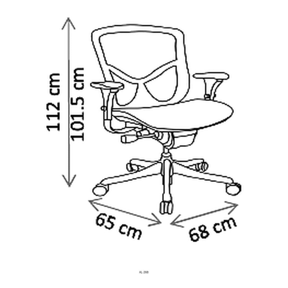 Sillón de Oficina Ejecutivo Respaldo Medio, dibujo tecnico con medidas en centimetros