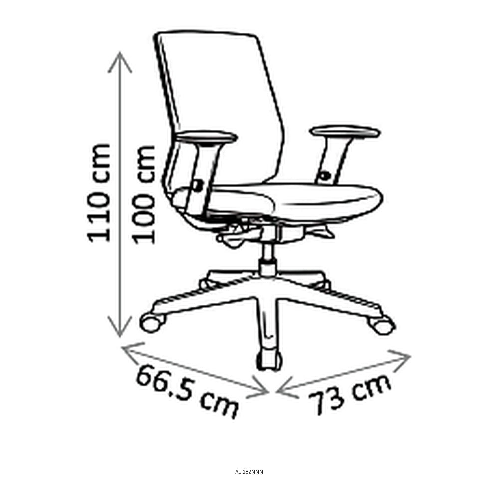 Sillón de Oficina Ejecutivo Respaldo Medio, dibujo tecnico con medidas en centimetros
