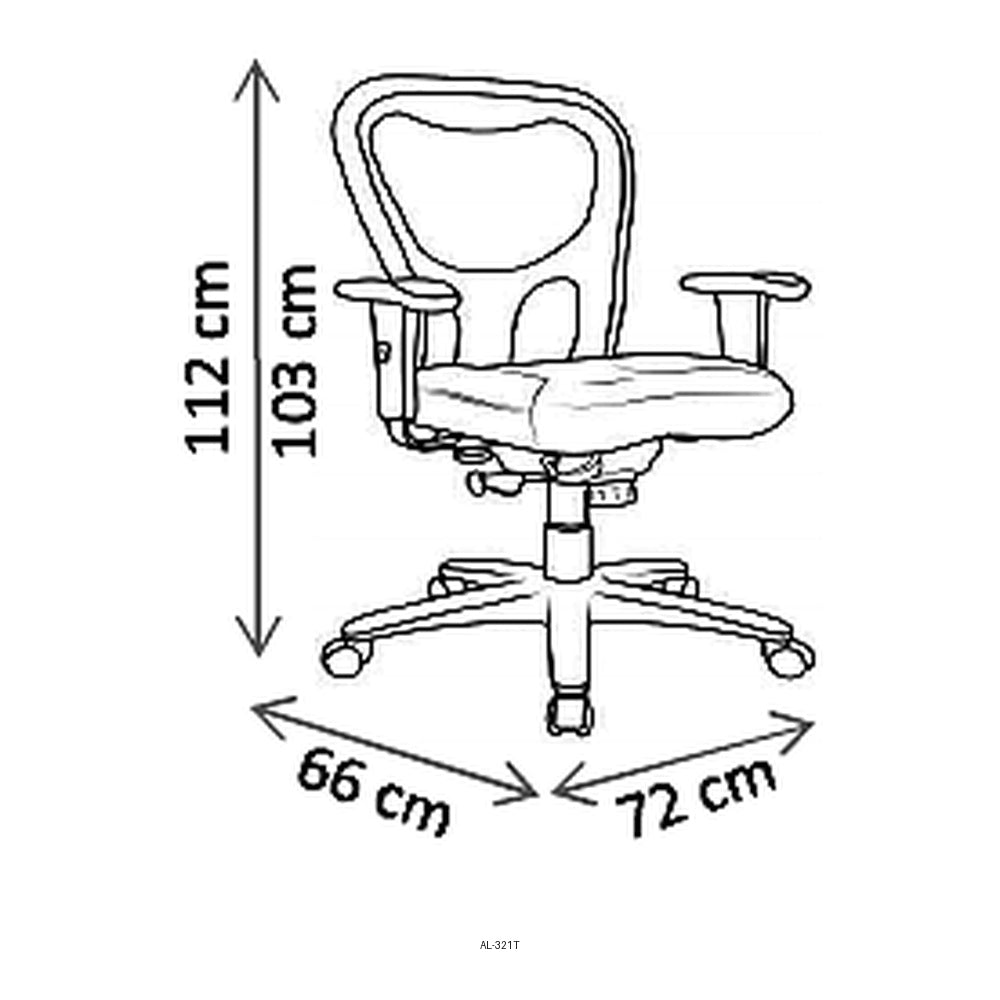 Sillón de Oficina Ejecutivo Respaldo Alto, dibujo tecnico con medidas en centimetros