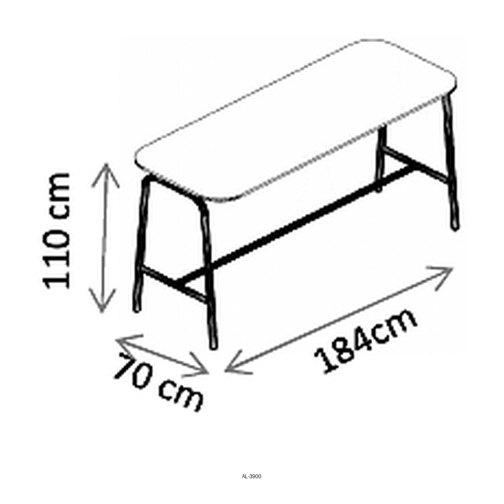 Mesa Periquera Pitch Altura Barra, dibujo tecnico con medidas en centimetros
