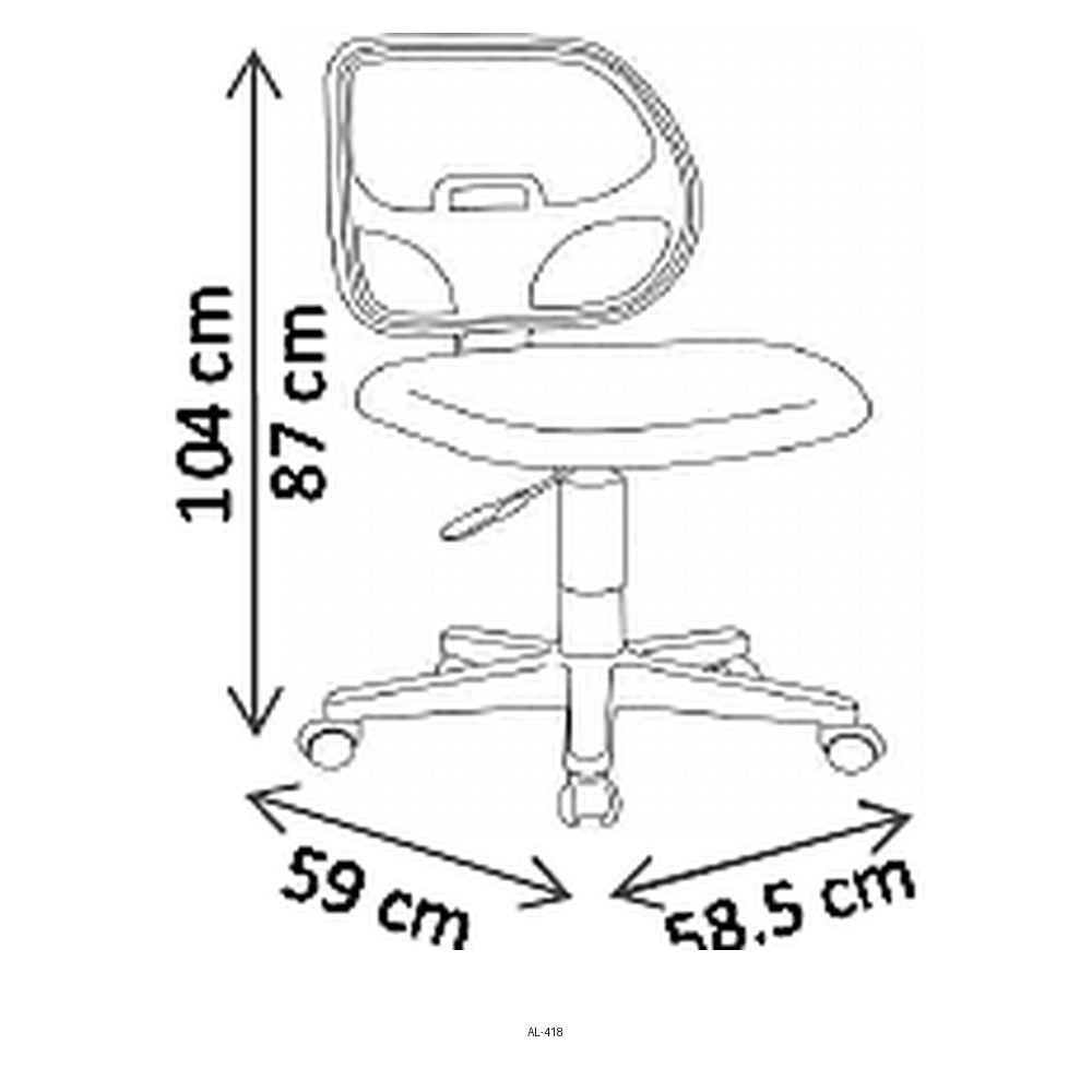 Silla de Oficina Operativa, dibujo tecnico con medidas en centimetros