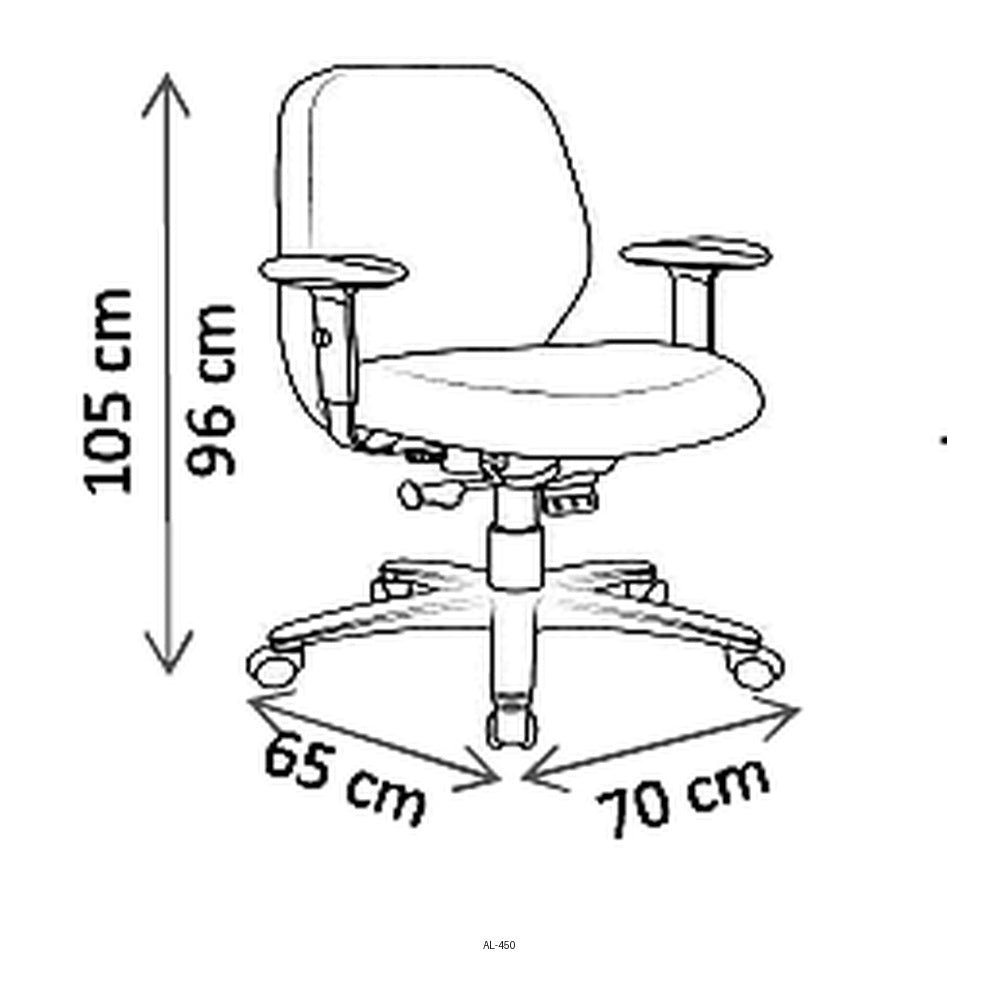 Sillón de Oficina Gerencial Uso Rudo Ergonómico, dibujo tecnico con medidas en centimetros