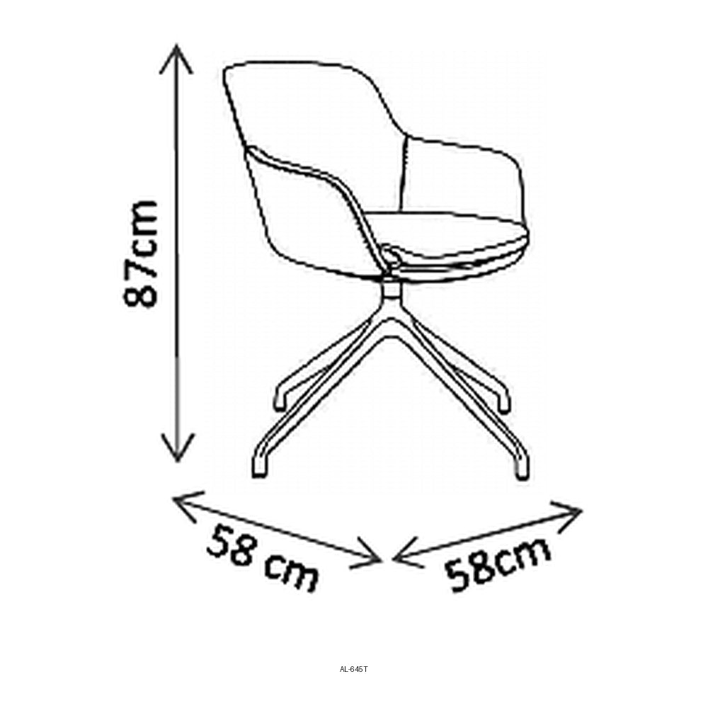 Silla de Oficina de Visita Respaldo Medio, dibujo tecnico con medidas en centimetros