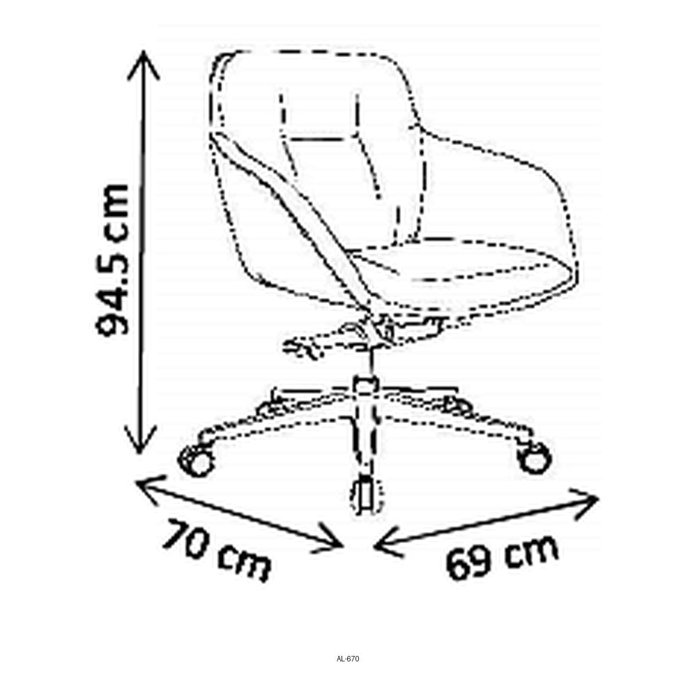 Sillón de Oficina Ejecutivo, dibujo tecnico con medidas en centimetros