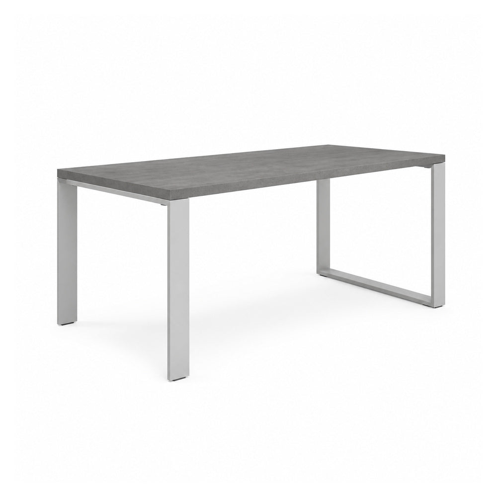 Escritorio de Oficina Configurable en Bateria Fondo 75cm - VERSA AXIO - Estructura Blanco/gris - 120×75×75 - 2 Patas Sobre Credenza