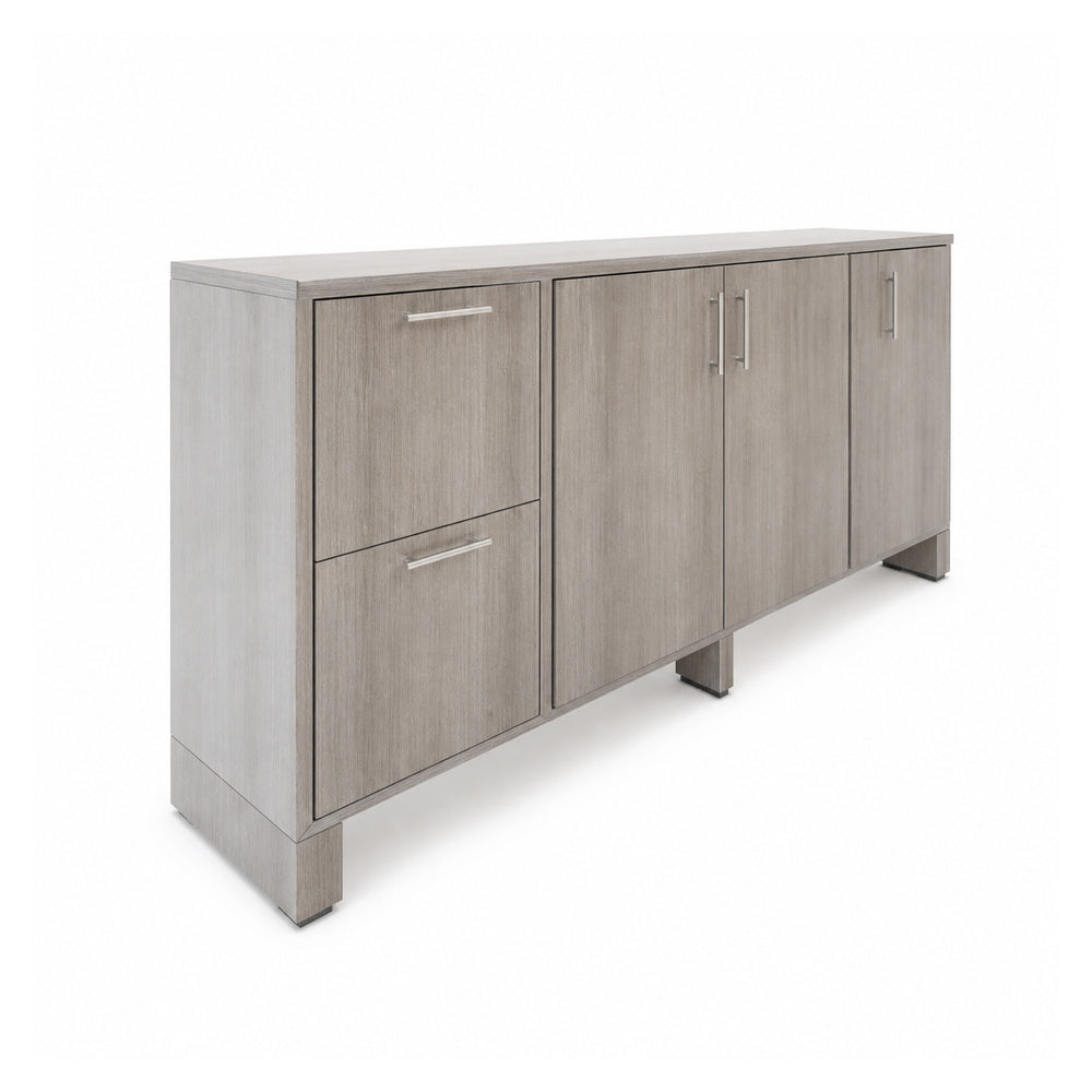 Credenza para Oficina Alta con 4 Gavetas de Archivo - VERSA AXIO - Estructura Blanco/gris - 180×45×90 - 1 Entrepano Central Melaminico Ajustable
