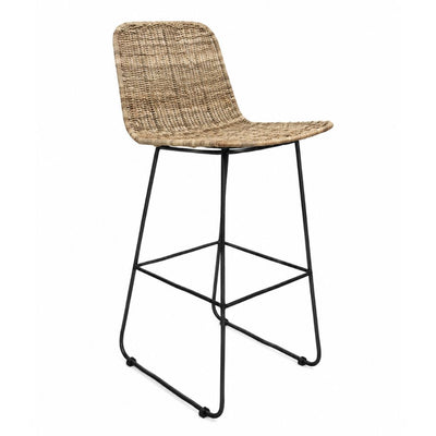 Banco NOGAL BEAT UKRAINE de hierro y rattan slimit en color natural para uso en interior